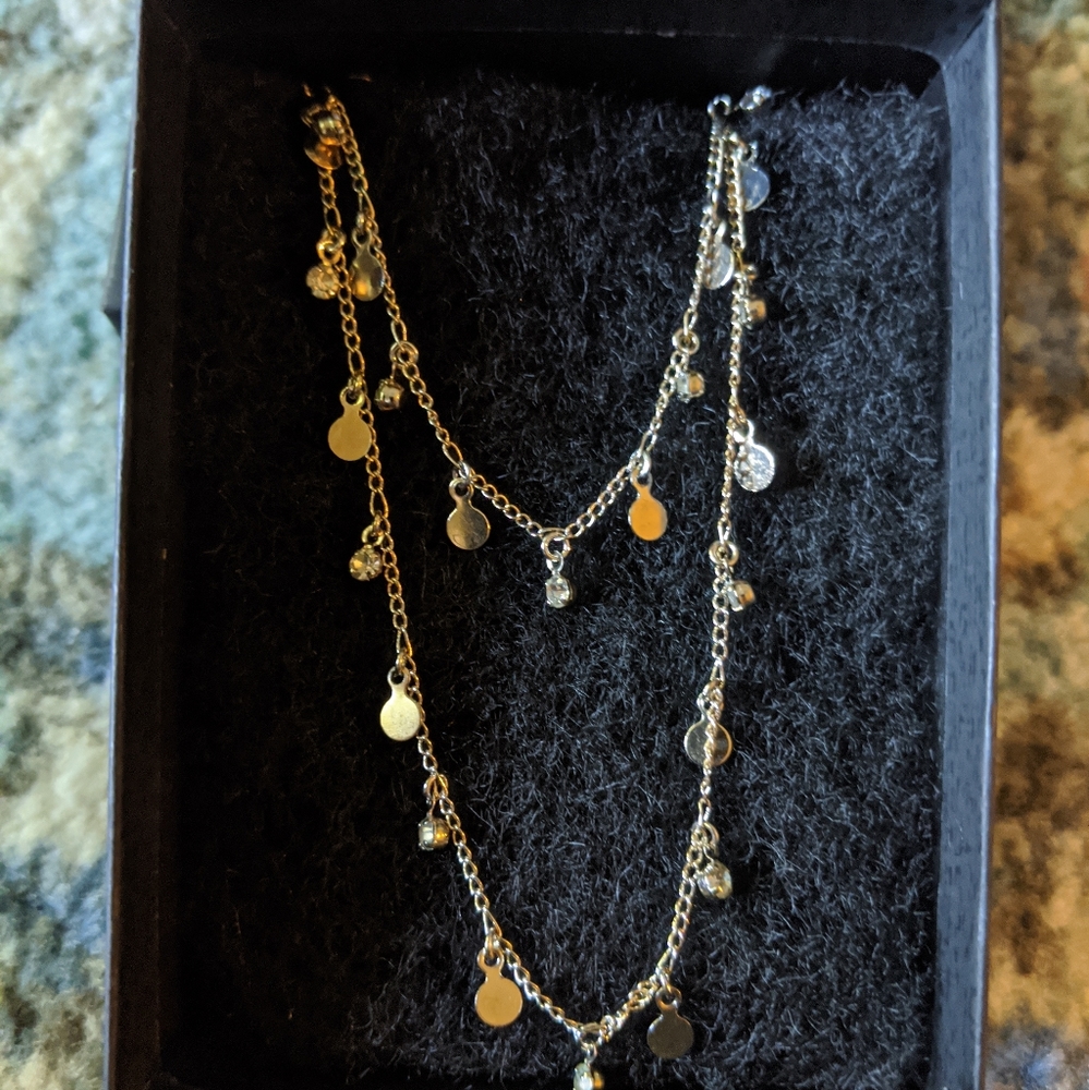 J.Crew Layered Two Tone Dangling Station Necklace